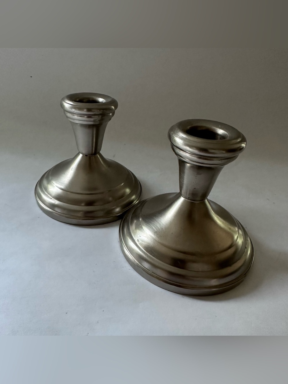 Vintage Pewter Candle Stick Holders Pair FB Rogers Pewterlite Provincetown MCM